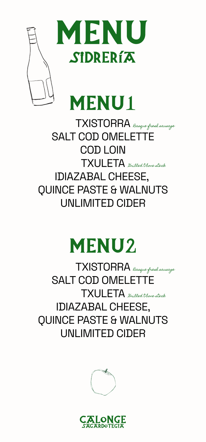 MENU SIDRERIA INGLES